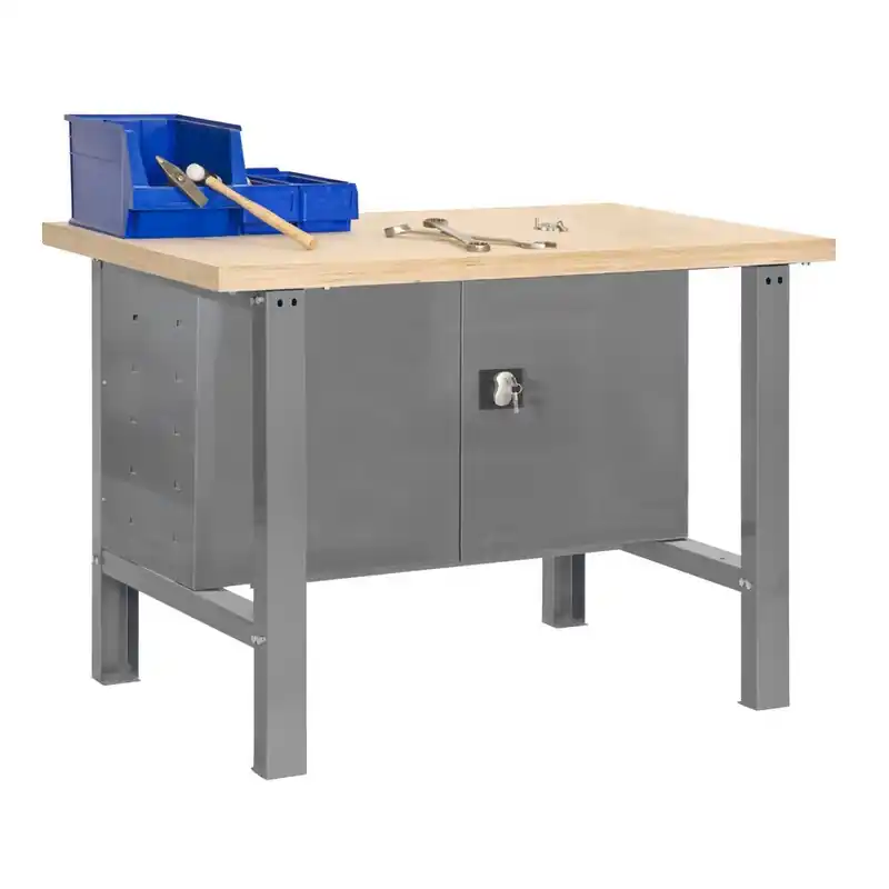Etabli avec porte verrouillable 865x1200x750mm Gris PLYWOOD LOCKER 120