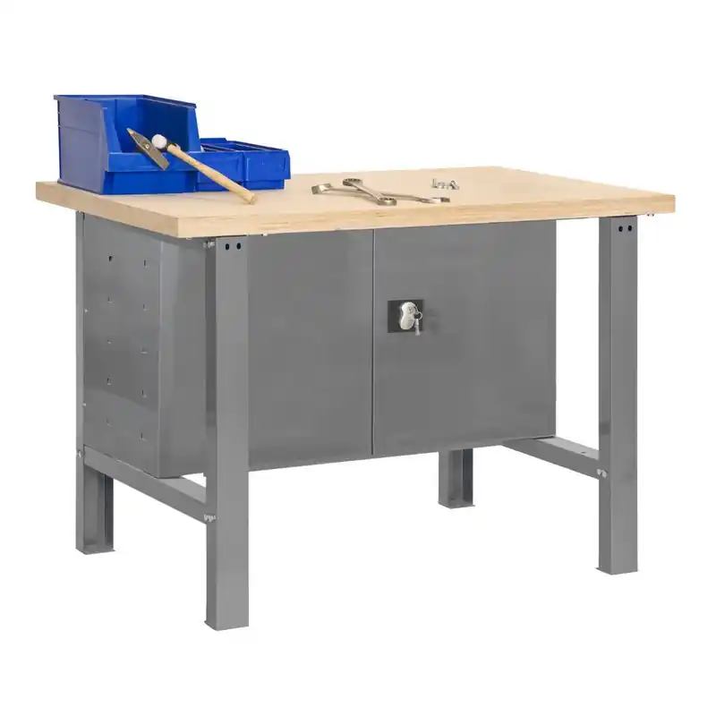 Etabli avec porte verrouillable 865x1500x750mm Gris PLYWOOD LOCKER 150