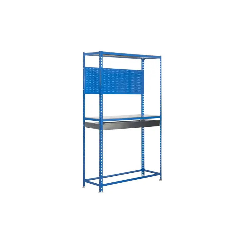 Etagère 3 niveaux 1 tiroir 2000x1000x400mm bleu/zinc charge 200Kg BOX