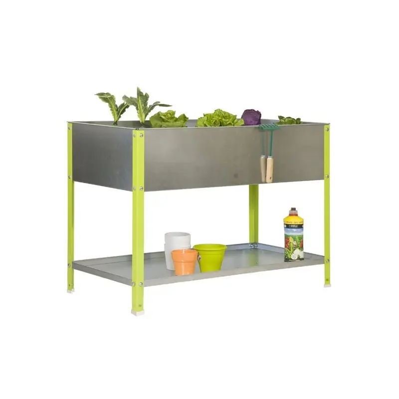 Jardinière galva/vert 100L avec étagère UrbanGarden Top 850*900*400 Ga