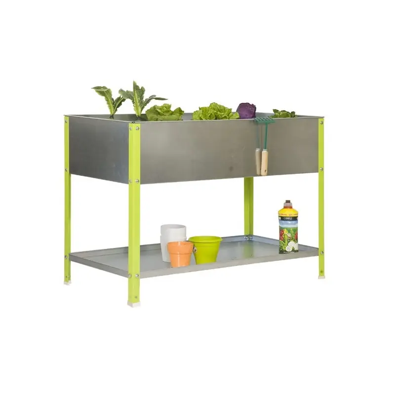 Jardinière galva/vert 140L avec étagère UrbanGarden Top 850x900x600 Ga