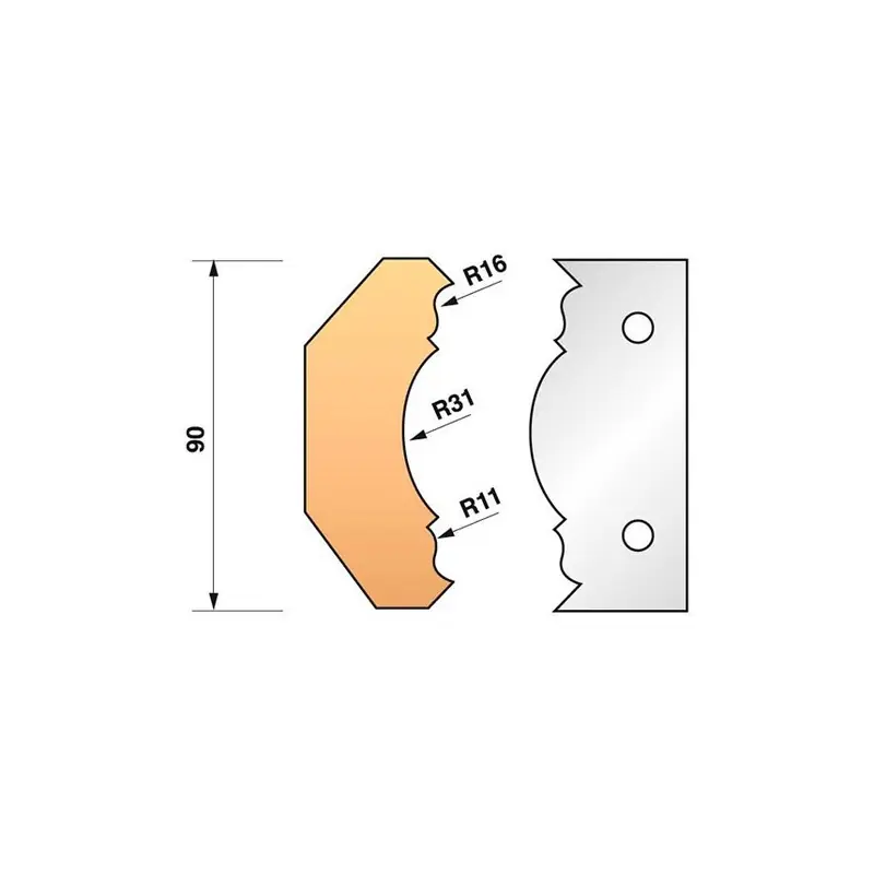Jeu de 2 fers profilés N°353 pour porte-outils Ht.90 mm