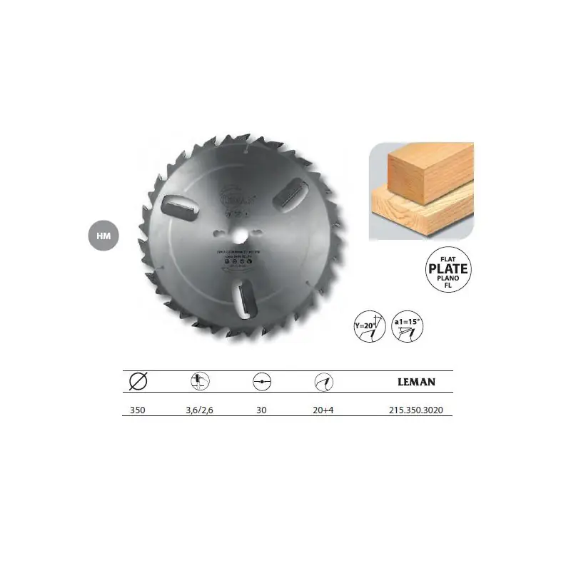 Lame Carbure 350x30x20z Plates+Ar +4r /Bois