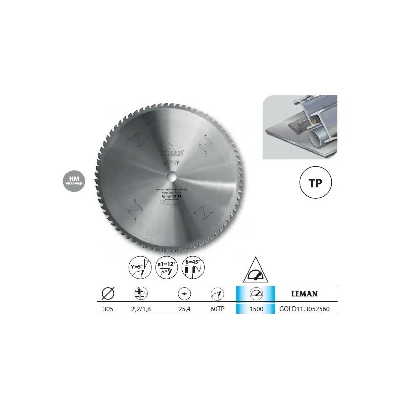 Lame Carbure Micro-Grain 305x25,4x60z Tp / Metaux