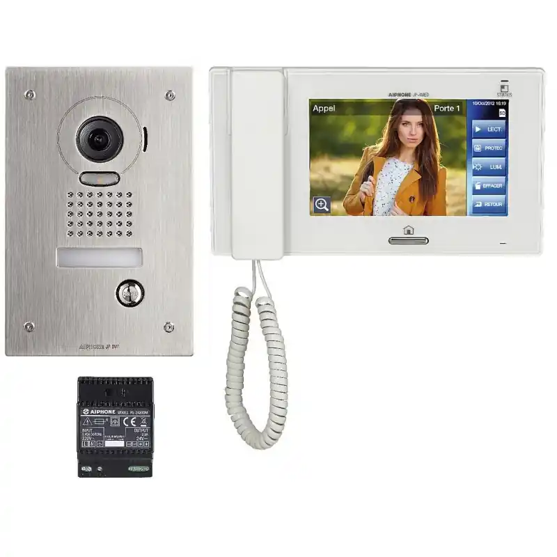 Kit vidéo encastré platine JPDVF moniteur JP4MED alimentation PS2420D