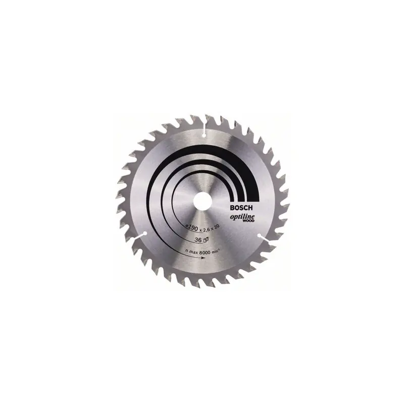 Lame de scie circulaire Optiline Wood 190 x 20/16 x 2,6 mm, 36 dents