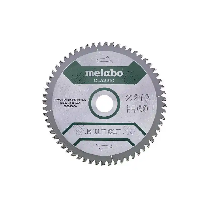 Lame de scie circulaire HW/CT 216x2.4x30mm 60 dents Metabo