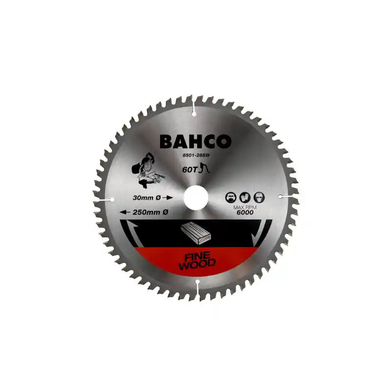 Lame de scie circulaire Diam 250 x 30 mm 60 dents pour bois 8501-28SW