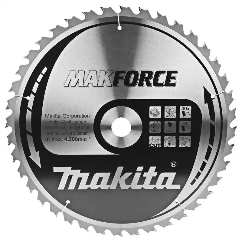Lame TCT Makforce pour bois 355mm 30x3/2.2mm B-08414