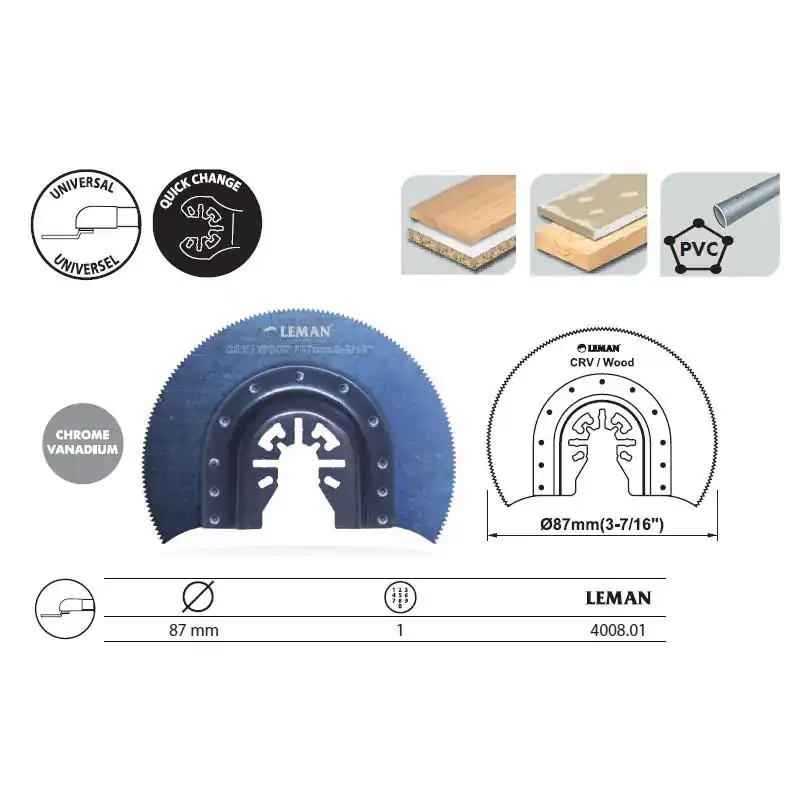 Lame de scie segment chrome vanadium bois diamètre 87 mm 4008.01