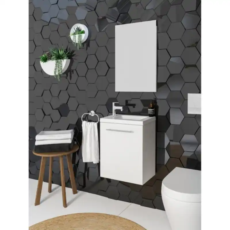 Lave-mains 40 cm 1 porte couleur blanc brillant BELEM PACK