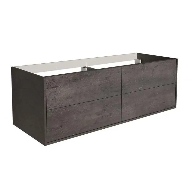Meuble sous-plan 120 cm 4 tiroirs couleur béton foncé MARNY