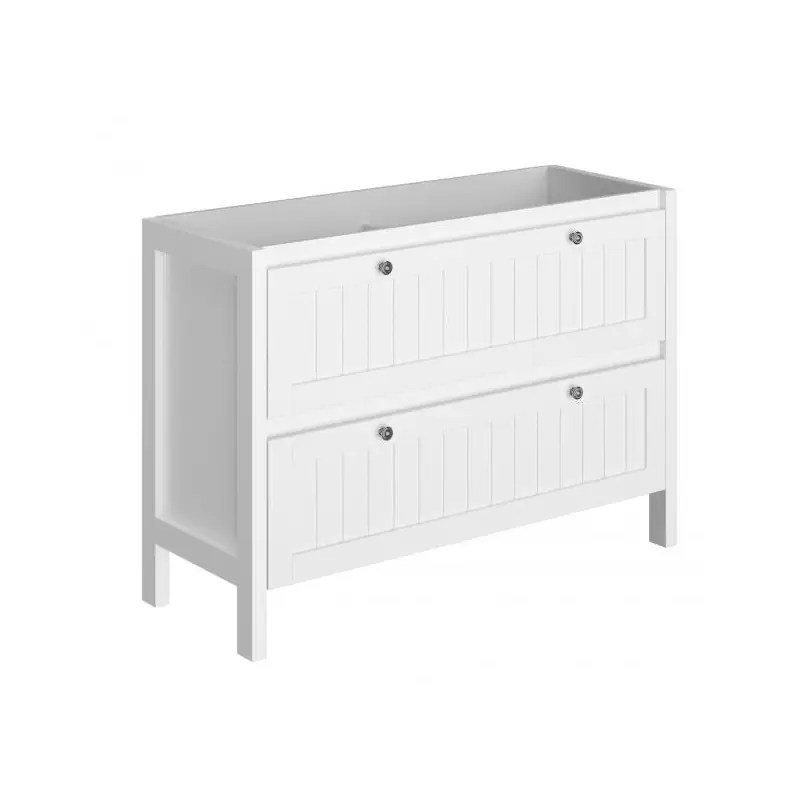 Meuble sous-plan 119 cm Blanc mat 2 tiroirs bois AMERICA