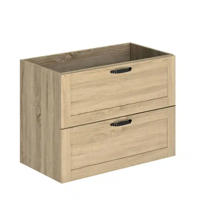Meuble sous-plan 80 cm 2 tiroirs bois couleur Chêne hamilton CAMBRIDGE