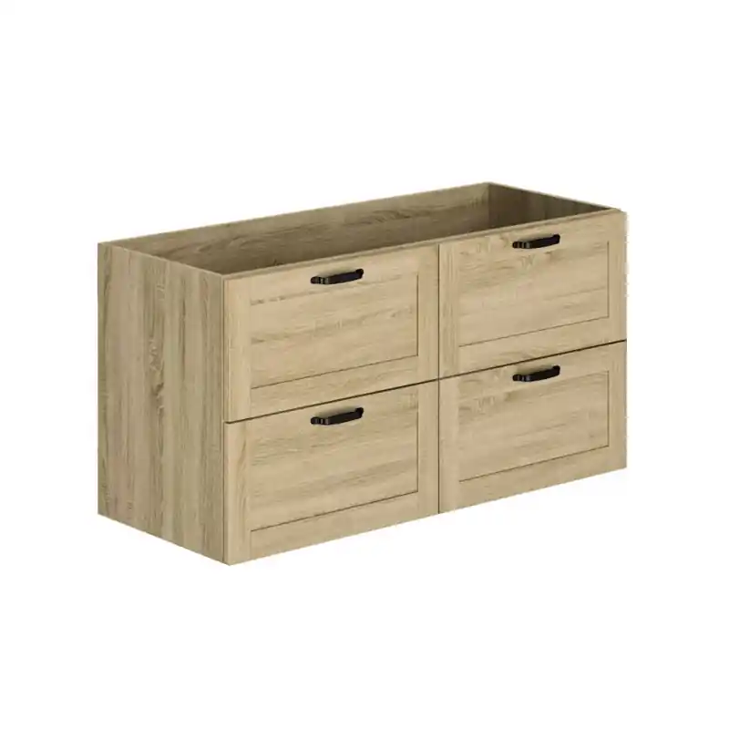 Meuble sous-plan 120 cm 4 tiroirs bois couleur Chêne hamilton CAMBRIDG