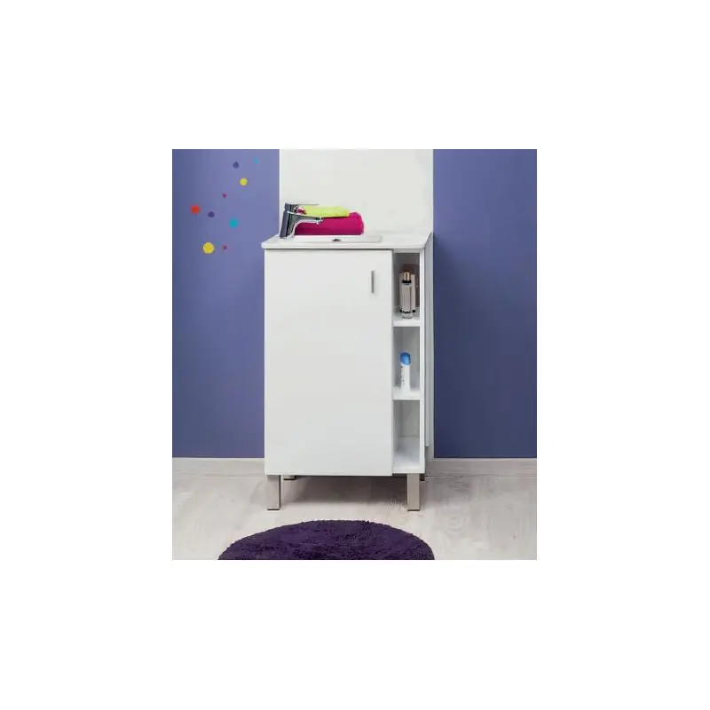 Meuble salle de bain blanc à poser réversible 50 cm LIXY