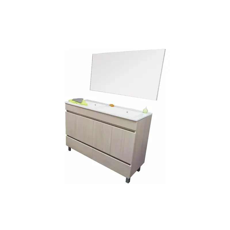 Meuble salle bain crème zermatt poser 120cm portes+tiroirs livré monté