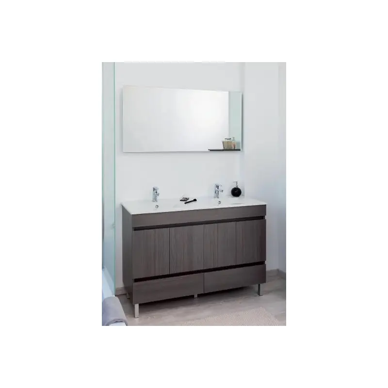 Meuble salle bain gris foncé chamonix poser 120cm portes+tiroirs livré