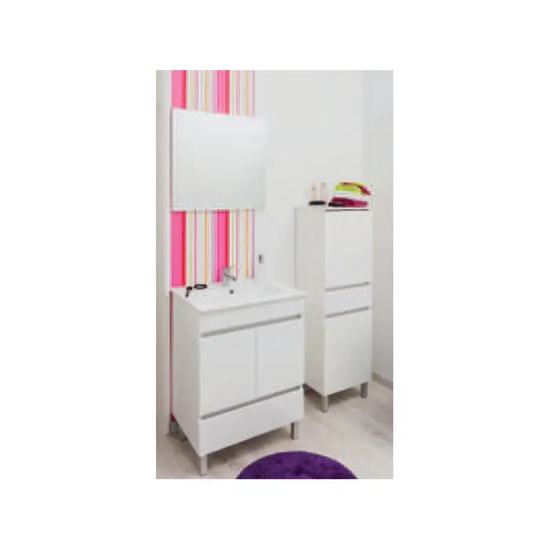 Meuble salle de bain blanc à poser 60cm livré monté LANCELO