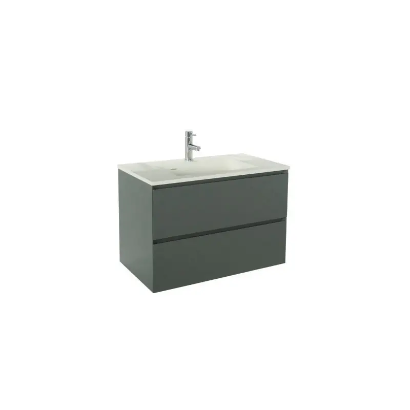 Meuble à suspendre 60 cm gris mat simple vasque deux tiroirs MAX