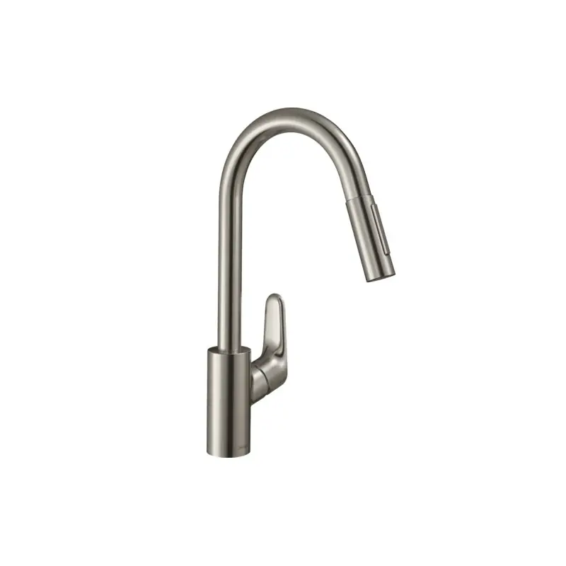 Mitigeur cuisine 240 douchette extractible 2 jets aspect acier inox Fo