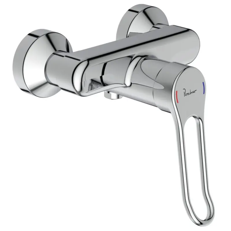 Mitigeur de douche mural EP poignée ajourée 140 mm chrome Okyris Safe