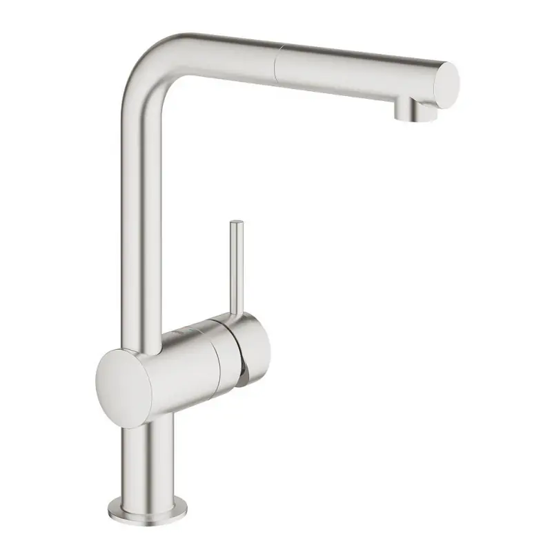 Mitigeur évier Minta bec en L avec mousseur extractible SuperSteel 321