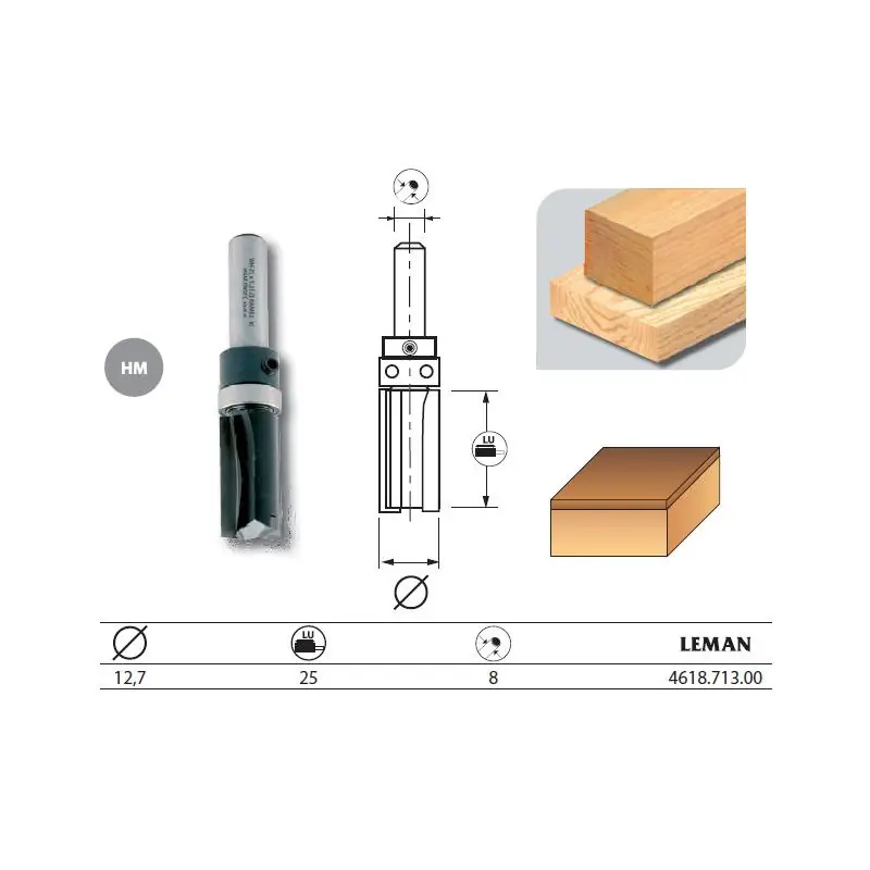 Mèche d‘affleureuse droite diam 127 lu 25 q8 guide supérieur 461871300