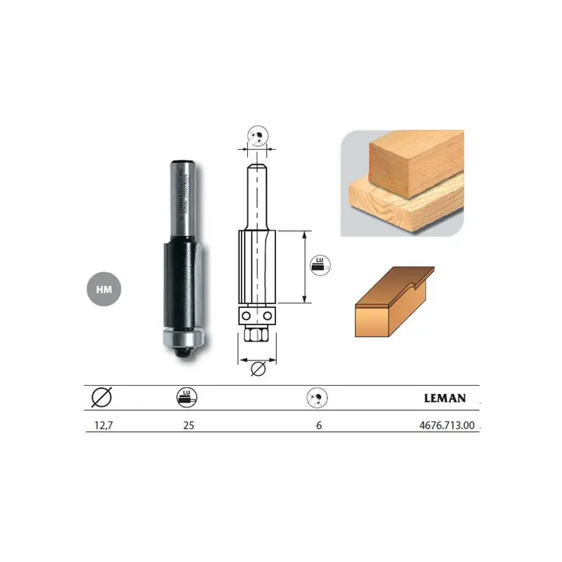 Mèche d‘affleureuse droite diam 127 lu 25 q6 guide à billes 467671300