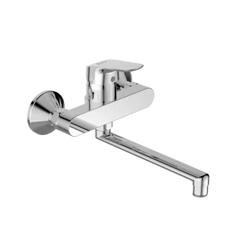 Mitigeur évier monotrou Okyris chromé Cartouche Diam 38 mm bec tube or