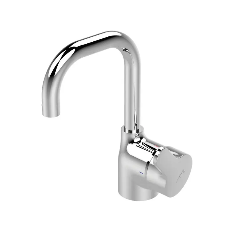 Mitigeur lavabo monotrou Olyos chromé bec col cygne orientable sans ti