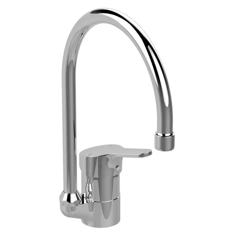 Mitigeur évier monotrou Olyos chromé bec col de cygne orientable
