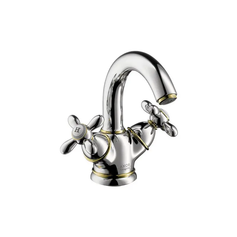 Mélangeur lavabo Carlton 130 monotrou poignées croisillons aspect chro