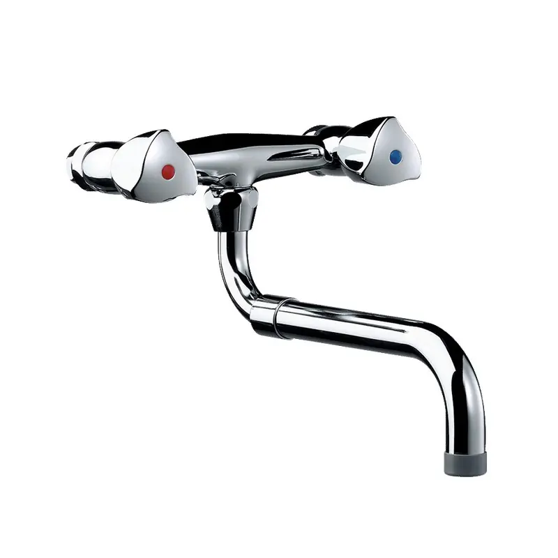 Mélangeur 2 trous mural 30 l/min bec télescopique orientable en laiton