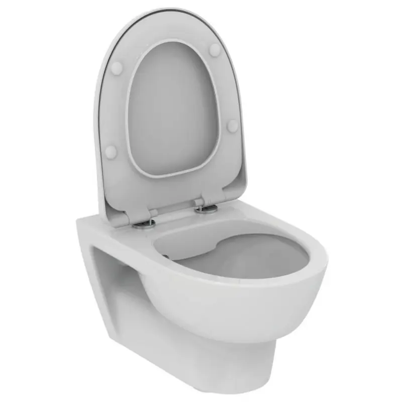 Pack WC suspendu sans bride 53 x 36 cm abattant sans frein chute blanc