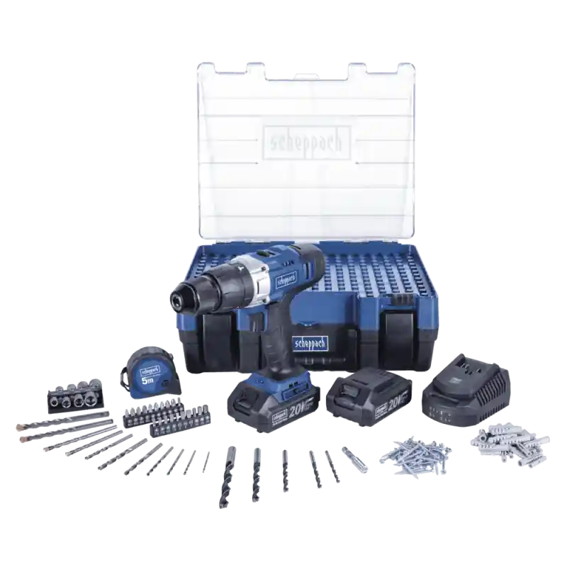 Perceuse-visseuse percussion 20V Li-Ion 2x20 Ah 45 Nm chargeur kit DTB