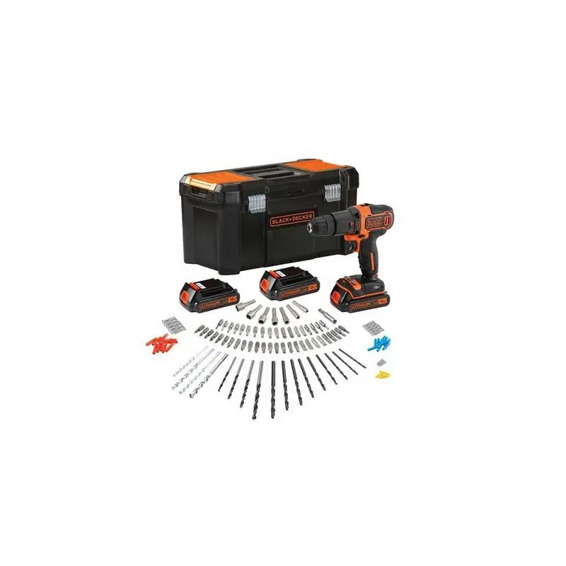 Perceuse visseuse à percussion 18V 15Ah Li-Ion avec 120 accessoires BD