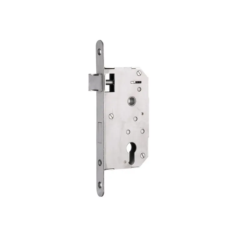 Boîtier serrure tout inox Droite Axe à 50 mm pour cylindre 2 tours