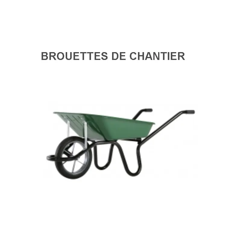 Brouette chantier Diam360 mm à bandage plein increvable 80 Litres 150K
