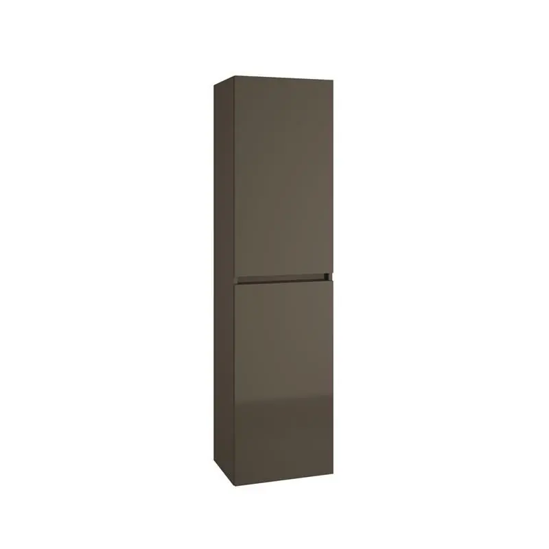 Colonne 40cm Asphalte brillant 2 portes 2 étagères bois amovibles 1 ét