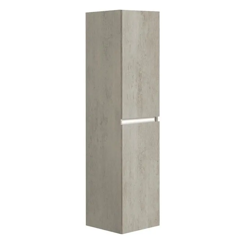 Colonne 40cm béton clair 2 portes 2 étagères amovibles 1 étagère fixe