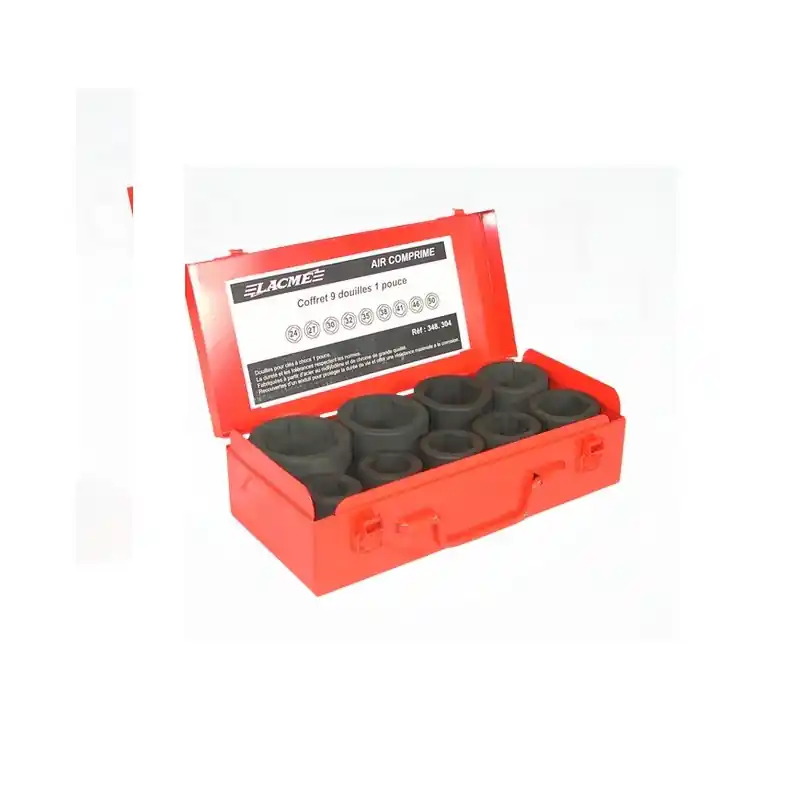 Coffret 9 douilles 1 chrome pro/ind