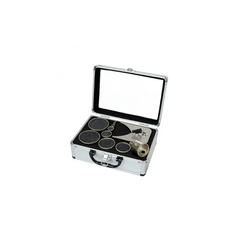 Coffret de 10 trépans diamantés 6 pans D6 à 68 guide carrelage Leman