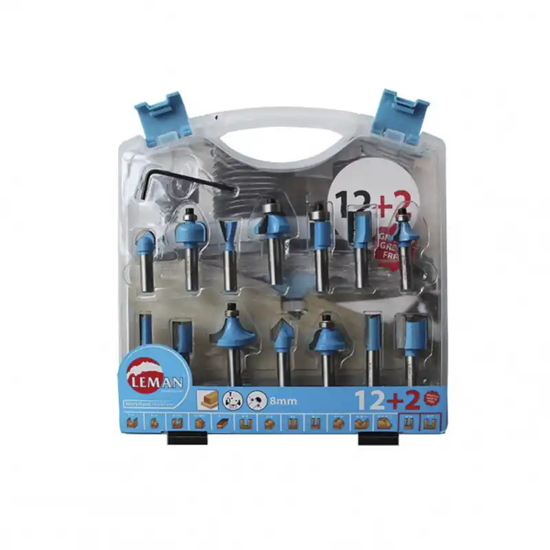 Coffret de 12+2 mèches de défonceuse 43 mm