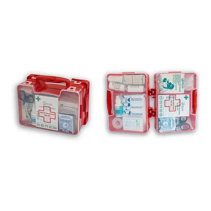 Coffret de secours en polypro rouge 20 personnes ASEP CHANTIERS