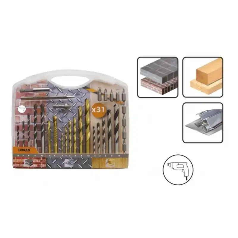 Coffret 31 pièces de forets bois / béton / métal 808.000.31