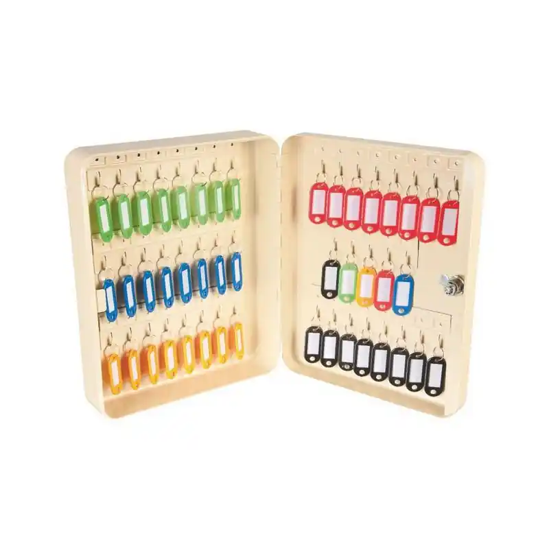 Coffret à clé à crochet fixe Blanc avec intercalaire pour 45 clés
