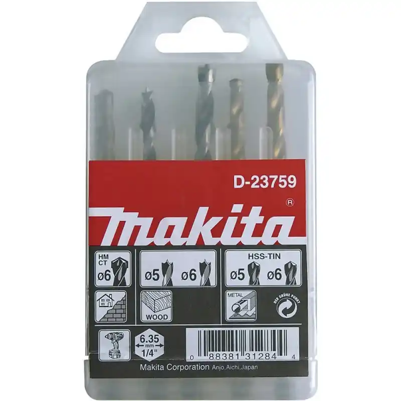 Coffret 5 forets hexagonaux 1/4" D-23759