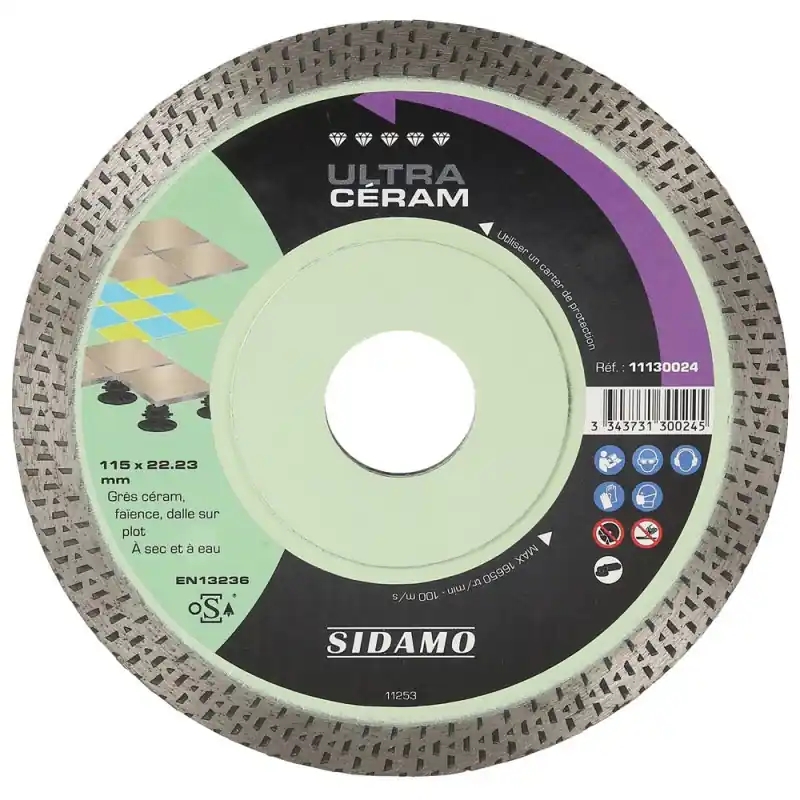 Disque diamant Ultra Céram D115x22,23xH10mm Sidamo