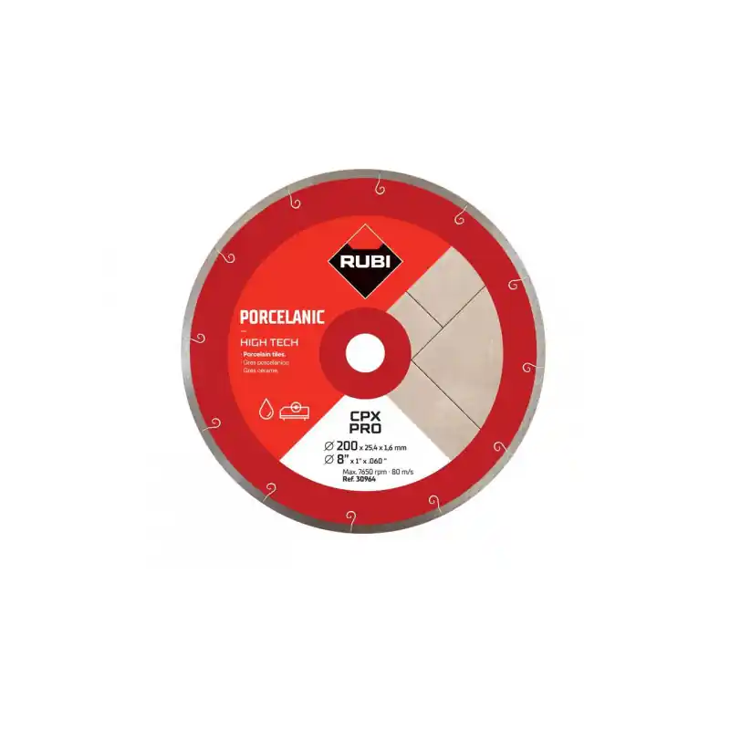 Disque diamanté CPX-200 Pro 200x25,4x1,6mm pour grès porcelaine Rubi